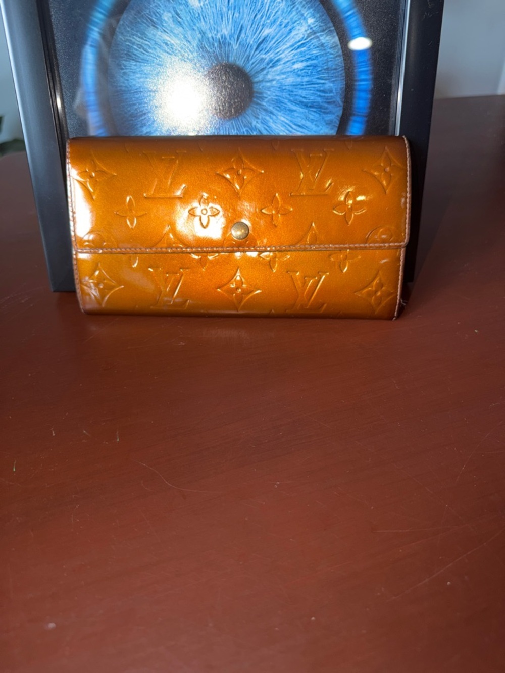 Louis Vuitton Amber Patent Monogram Snap Wallet